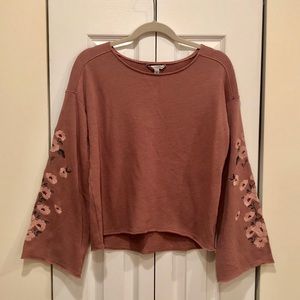 American Eagle Embroidered Bell Sleeve Sweatshirt